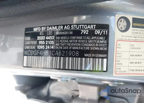 2012 Mercedes-Benz C 250 Sport из США, поврежденный, VIN WDDGF4HB1CA621908